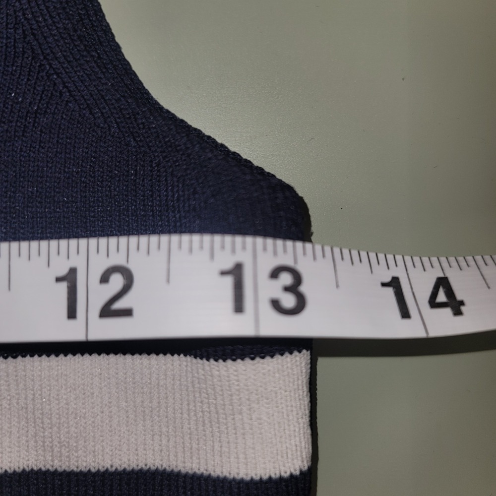 Cyrus Womens Navy Blue White Striped Square Neck Ribbed Knit Tank Top Small - Picture 7 of 7
